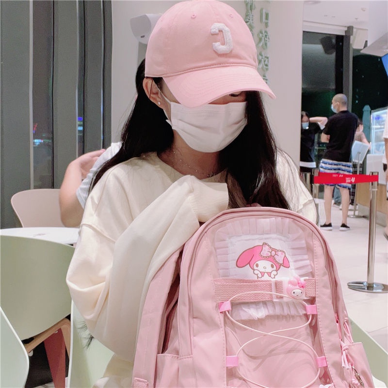 Sera [Black Cat Home] Jepang pink Melody ransel kartun lucu tas sekolah kampus ransel kasual siswa sekolah menengah