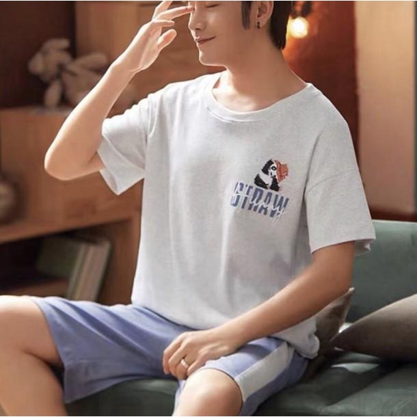 PIYAMA COWOK REMAJA IMPORT BAJU TIDUR PRIA KAOS SPANDEX SET CELANA - 1, L