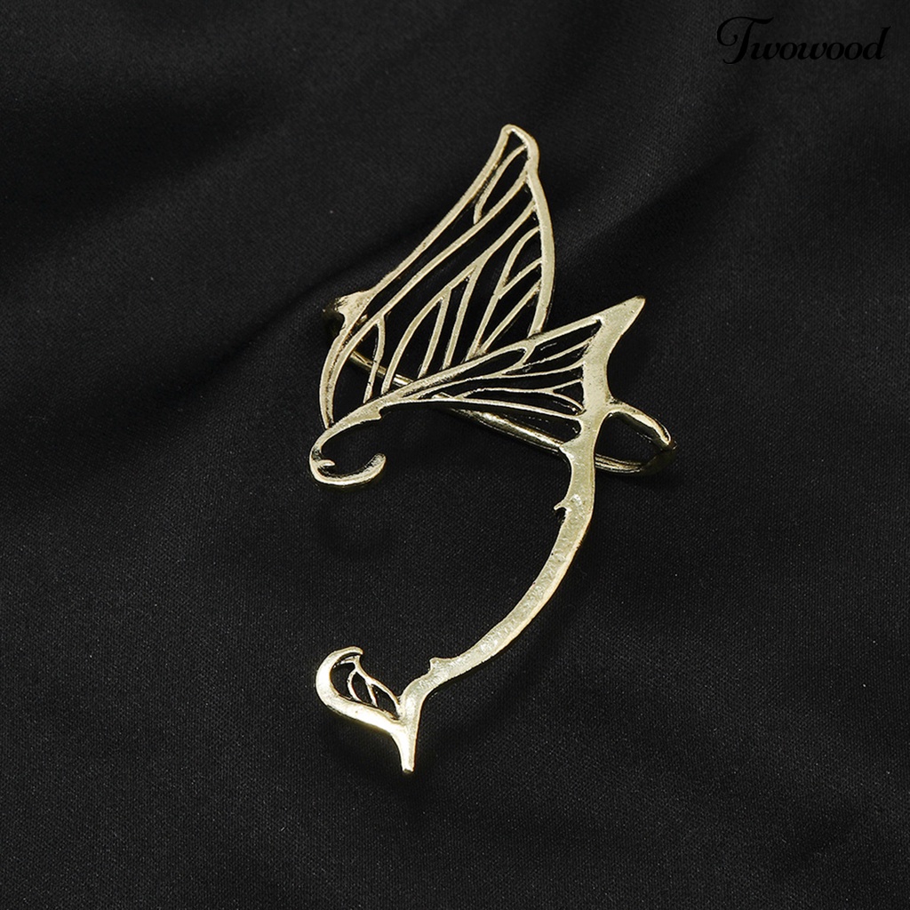1 Pc Anting Klip Bentuk Sayap Peri Naga Bahan Alloy Metal Gaya Vintage Untuk Hadiah