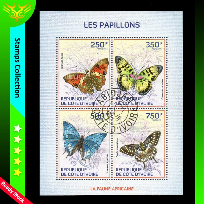 

De Cote Diviore Butterfly Series 2014, Prangko Souvenir Sheets