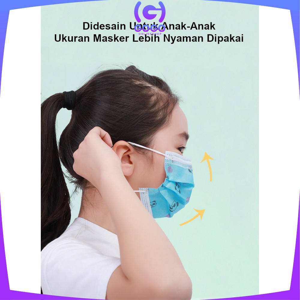 GOGO-C262 Masker Anak 3 Ply Karakter Isi 50Pcs Kids Face Mask Masker Earloop 3Ply Masker Disposable