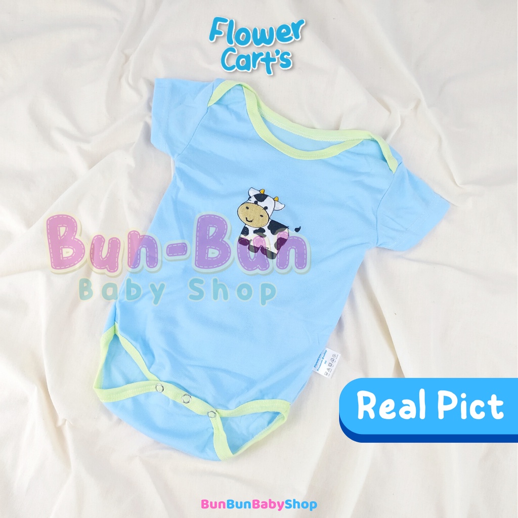 FLOWER CART'S Jumper Bayi Lengan Pendek Romper Motif Segitiga Kodok Jumpsuit Bodysuit Baby New Born Unisex Boy Girl Baju Baru Lahir Perlengkapan Fashion Pakaian Anak Peralatan Balita Murah Bunbunbabyshop