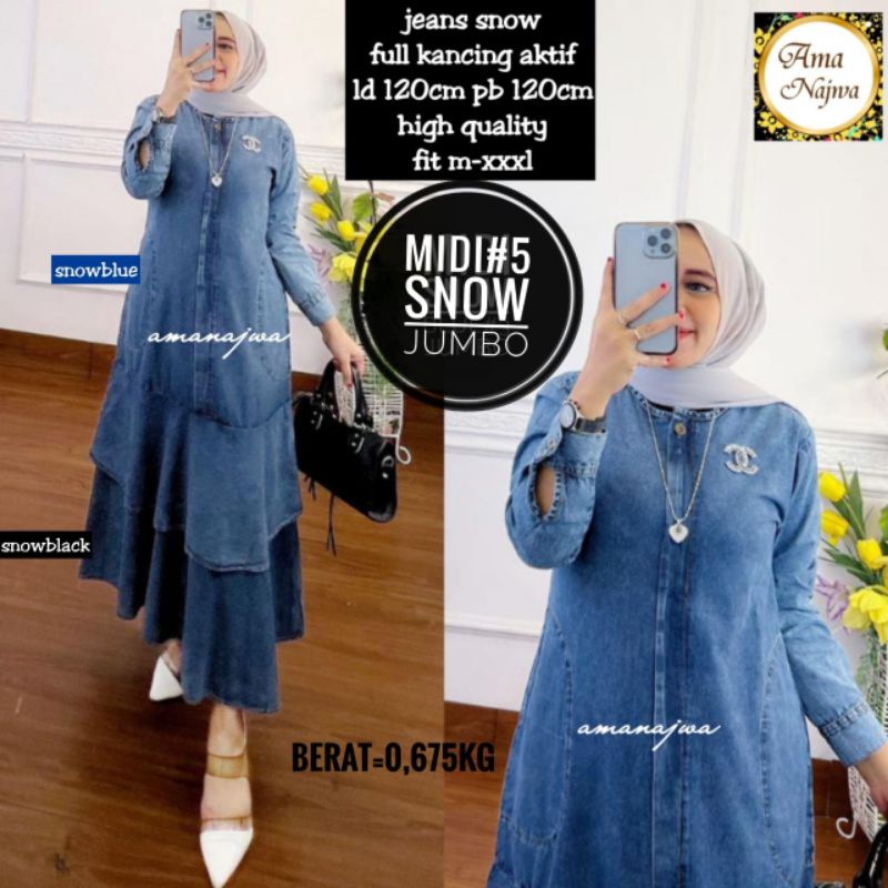 MIDI jumbo Gamis Wanita Dewasa Gamis Dewasa Gamis jeans wash Gamis Ld 120 cm