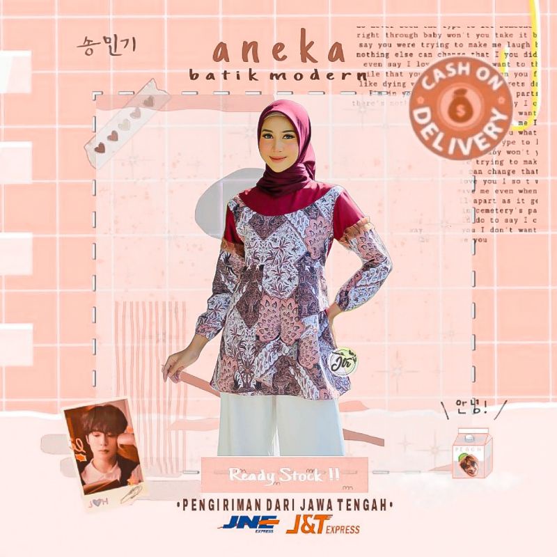 ARETTA BLOUSE BATIK WANITA LENGAN PANJANG M L XL KONDANGAN KERJA KANTOR FORMAL CASUAL SERAGAM GURU M