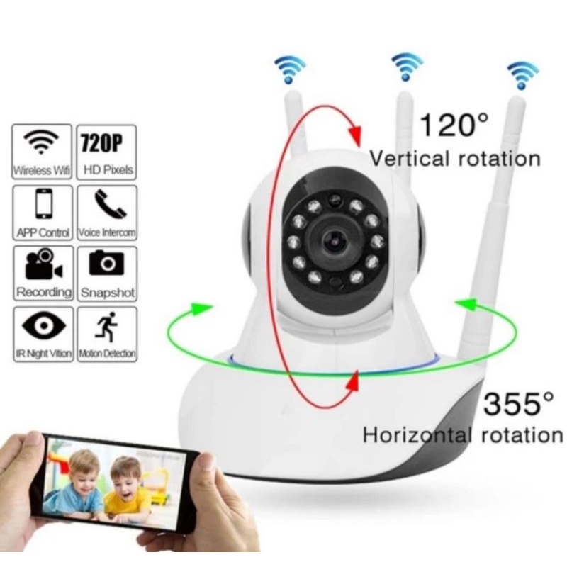 IP CAMERA WIRELESS V380 3ANTENNA TERBARU IP CAM KAMERA