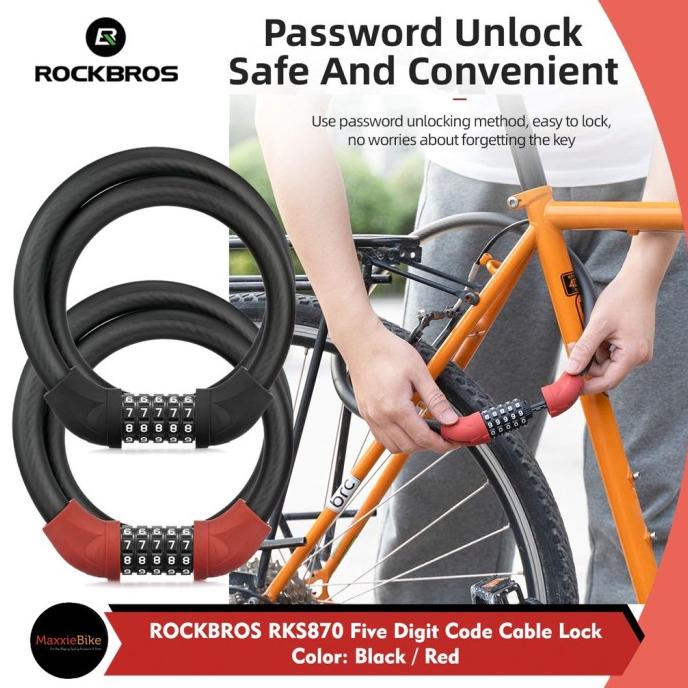 Rockbros Rks870 Kunci Gembok Sepeda Bike 87Cm Bicycle Bike Lock Steel