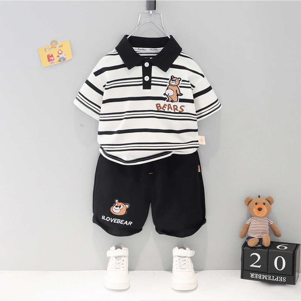 LittleAaron SET CC SALUR BEARS EBV Setelan Bayi Laki-laki Lengan Pendek