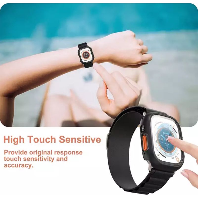 COVER CASE BUMPER WATCH ULTRA 49MM SHOCKPROOF HARD PC WITH TEMPERED GLASS SCREEN PROTECTOR ORIGINAL