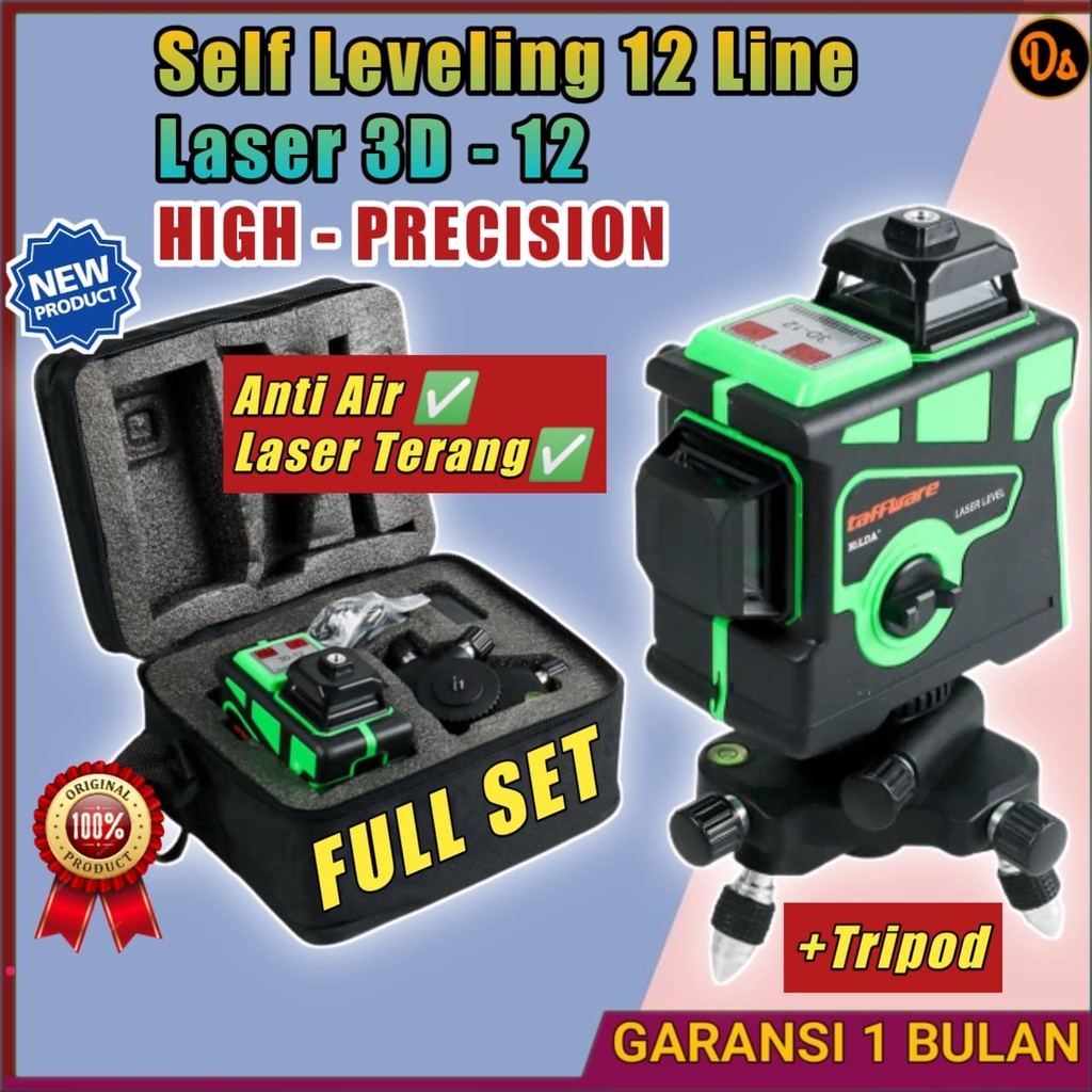 PROMO Mesin Self Leveling 12 Line Laser 3D High-precision - 3D-12 Taffware Hilda laser level leveling siku laser laser tukang bangunan laser bangunan laser siku untuk bangunan laser keramik laser pasang keramik U7OT09GR U7OT09BL