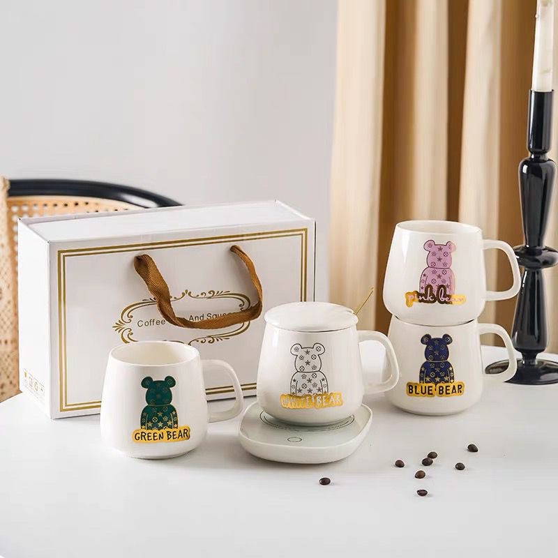 MUG CANGKIR GELAS ELEKTRIK SET KERAMIK DENGAN ALAT PENHANGAT KOPI TEH DAN GIFT BOX JRW0143