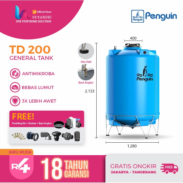 Harga Tangki Air, Toren Air, Tandon Air Penguin TD 200 PREMIUM