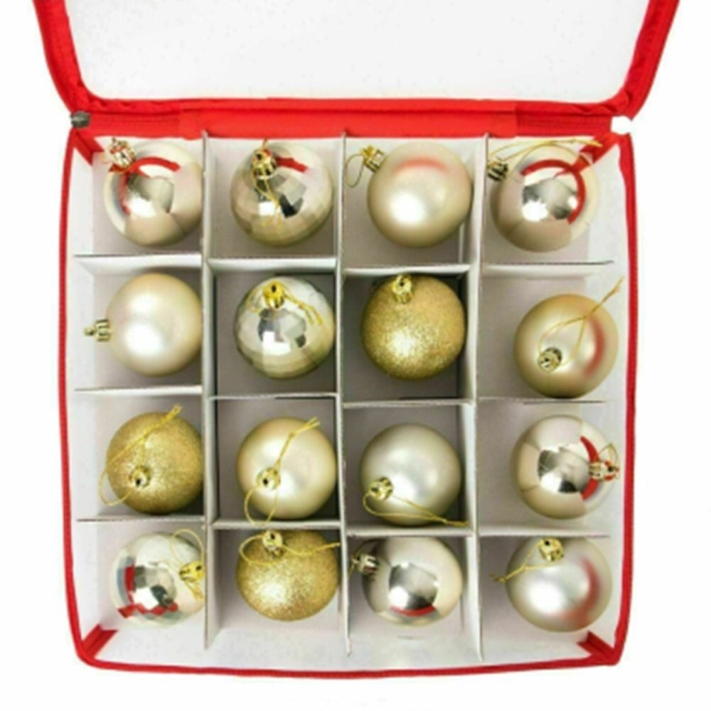 [Elegan] Christmas Ball Organizer Merah Transparan Dengan Tutup Tahan Lama Kapasitas Besar Sortiran Mainan Organizer