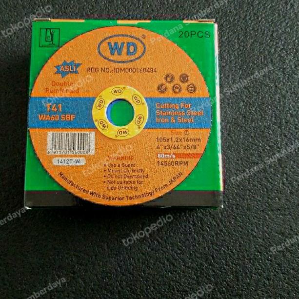 Batu Potong WD 4" Tipis 1 box isi 20 pcs / Gerinda Potong WD 1 box