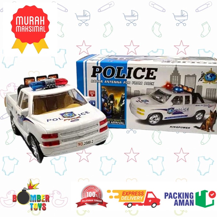 Mainan Anak Murah Mobil Polisi Police Car Sirine Baterai 2088-2 Lampu