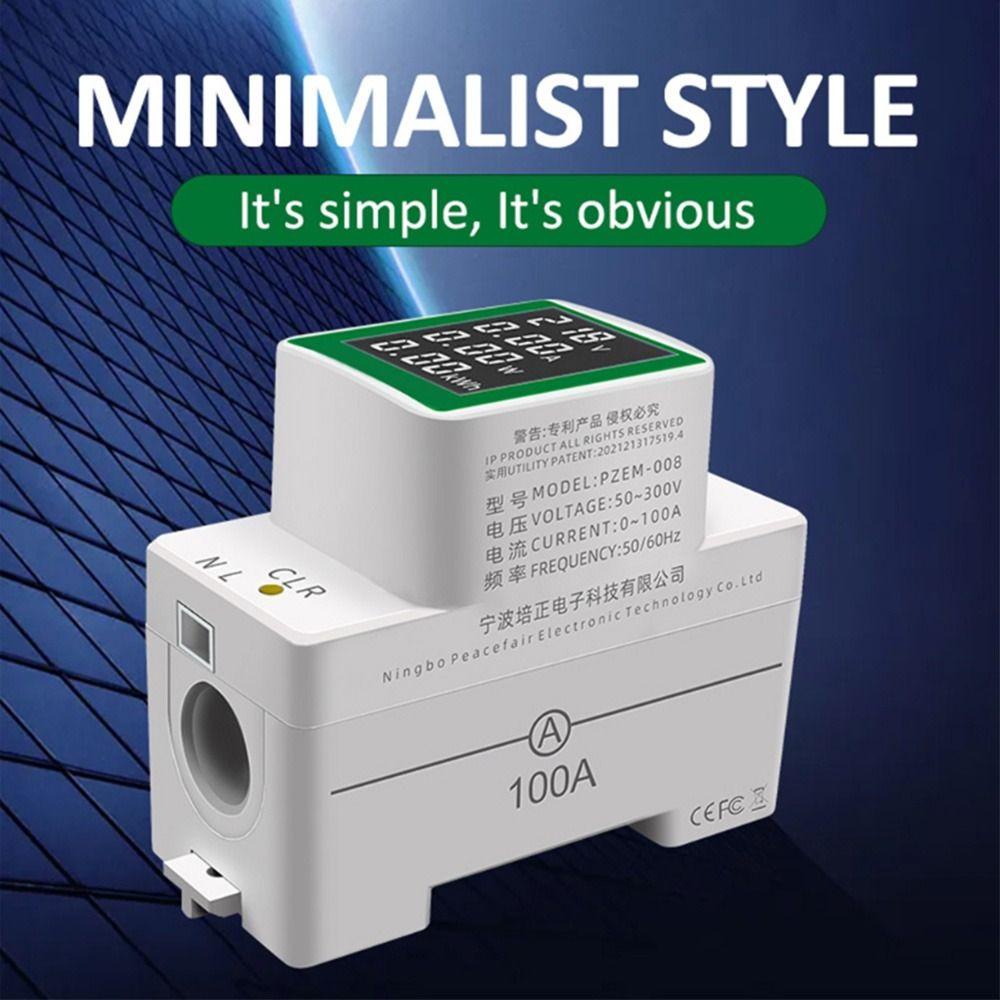 POPULAR Populer Din Rail Wattmeter Multifungsi AC50-300V Volt Amp Power Factor Time Energy Ammeter