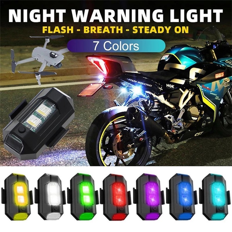 Lampu Strobo LED Strobo 7 Warna Universal Tahan Air Anti Tabrakan Untuk Motor sepeda Pesawat Safety Sein Dip Depan Belakang Sepeda Motor Strobo Mobil