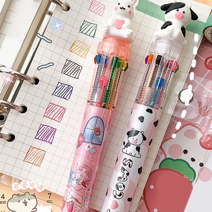 

Gumelar 10 Warna 0.5Mm Pulpen Bolpoin Plastik Kartun 3D