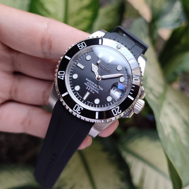 Jual Seiko Submariner Full Black 40mm Sapphire Glass Nh35 NH36 SKX SRPD  Turtle | Shopee Indonesia