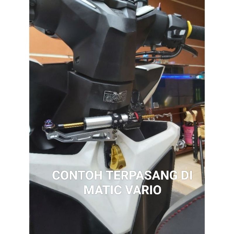 Paket Stabiliser Matris Stabilizer Steering Dumper 16 clik carbon &amp; Silver plus Breket tengah matic beat vario / bebek fizr jupiter z vega