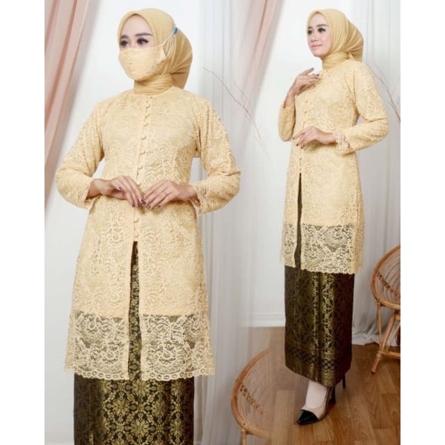 Ready Setelan Tunik Brukat Kancing dan Songket//Set Kebaya Modern//Kebaya Kancing Seribu//Seragam Pesta//Set Tunik//Kebaya Busui//Pakaian wanita/kabaya wanita dewasa/kebaya wisuda/kebaya kondagan