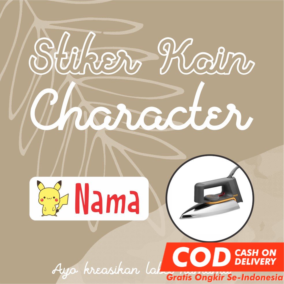 

Stiker Kain Baju Setrika Label Nama Sablon Character sticker aesthetic iron label dapat 36pcs // Kain // BLUESTIKER