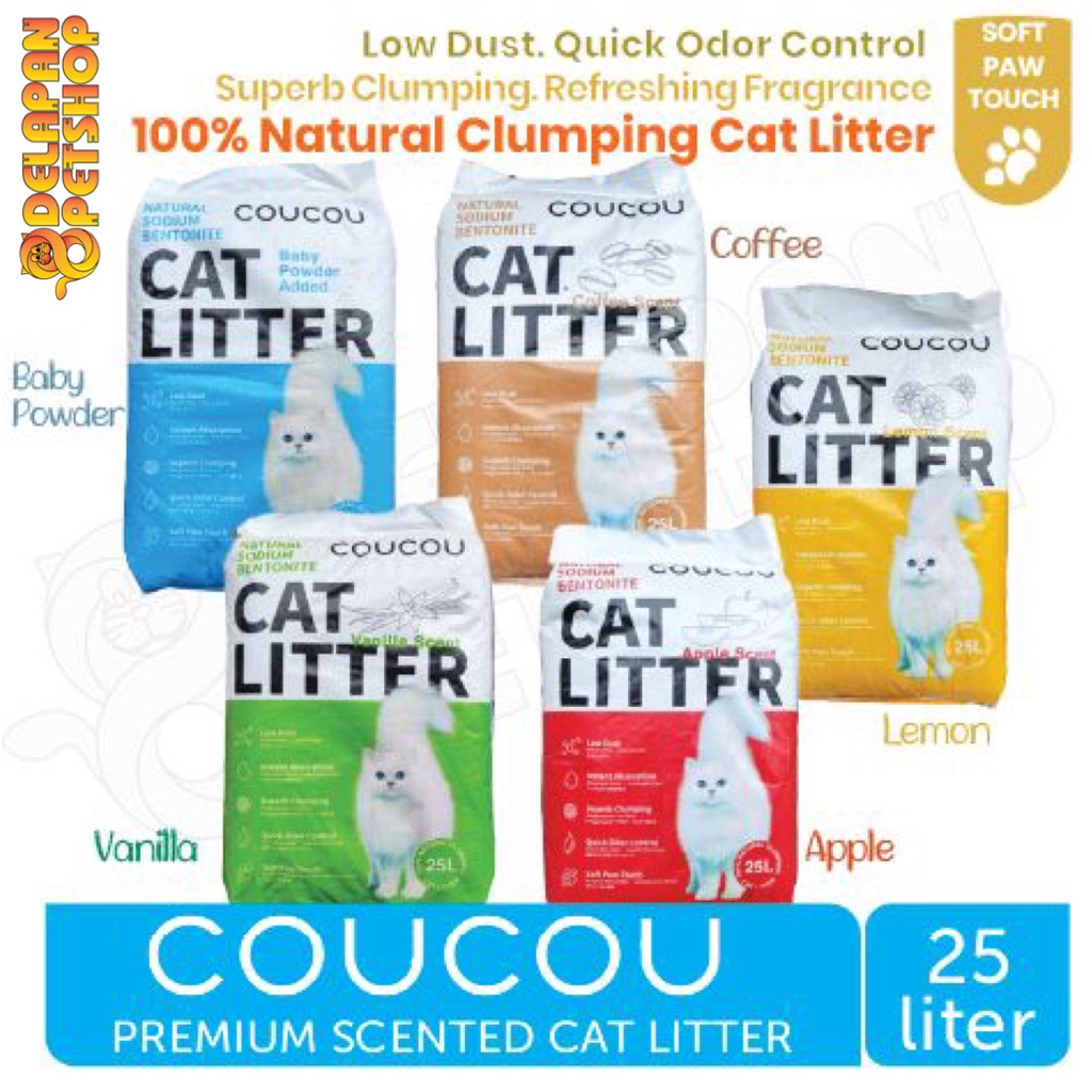 COUCOU Super Premium Cat Litter 25 Liter / Pasir Kucing Gumpal Wangi