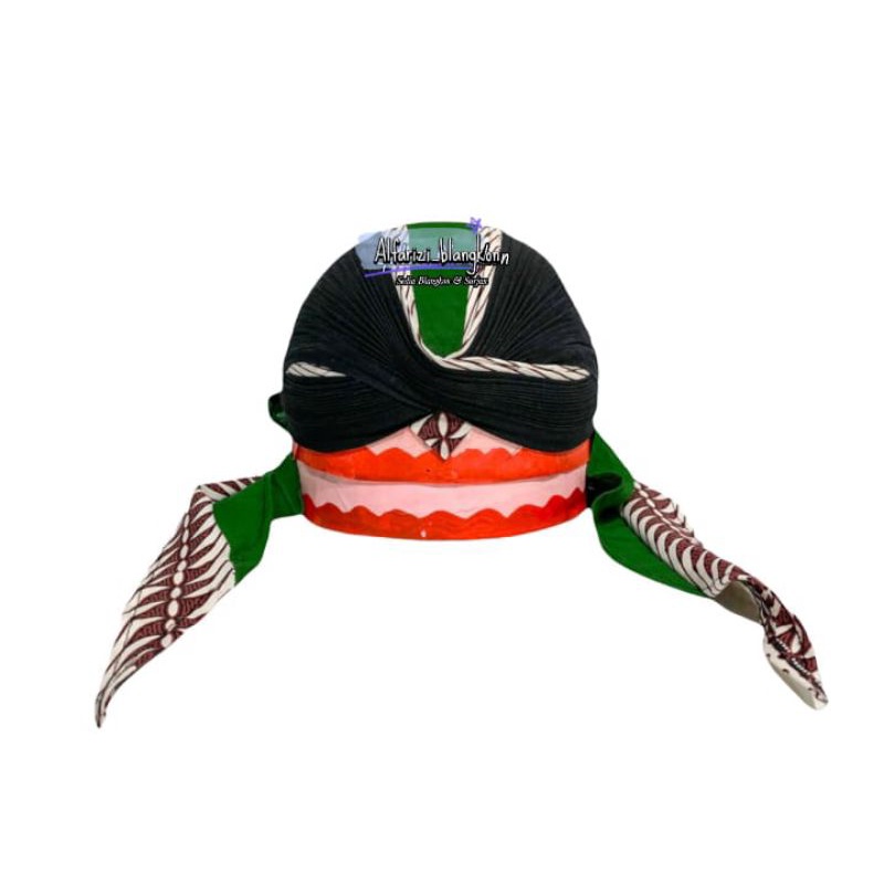 BLANGKON JOGJA//HALUSAN//HITAM KOMBINASI HIJAU/LIS SAMURAI PUTIH/DEWASA DAN ANAK