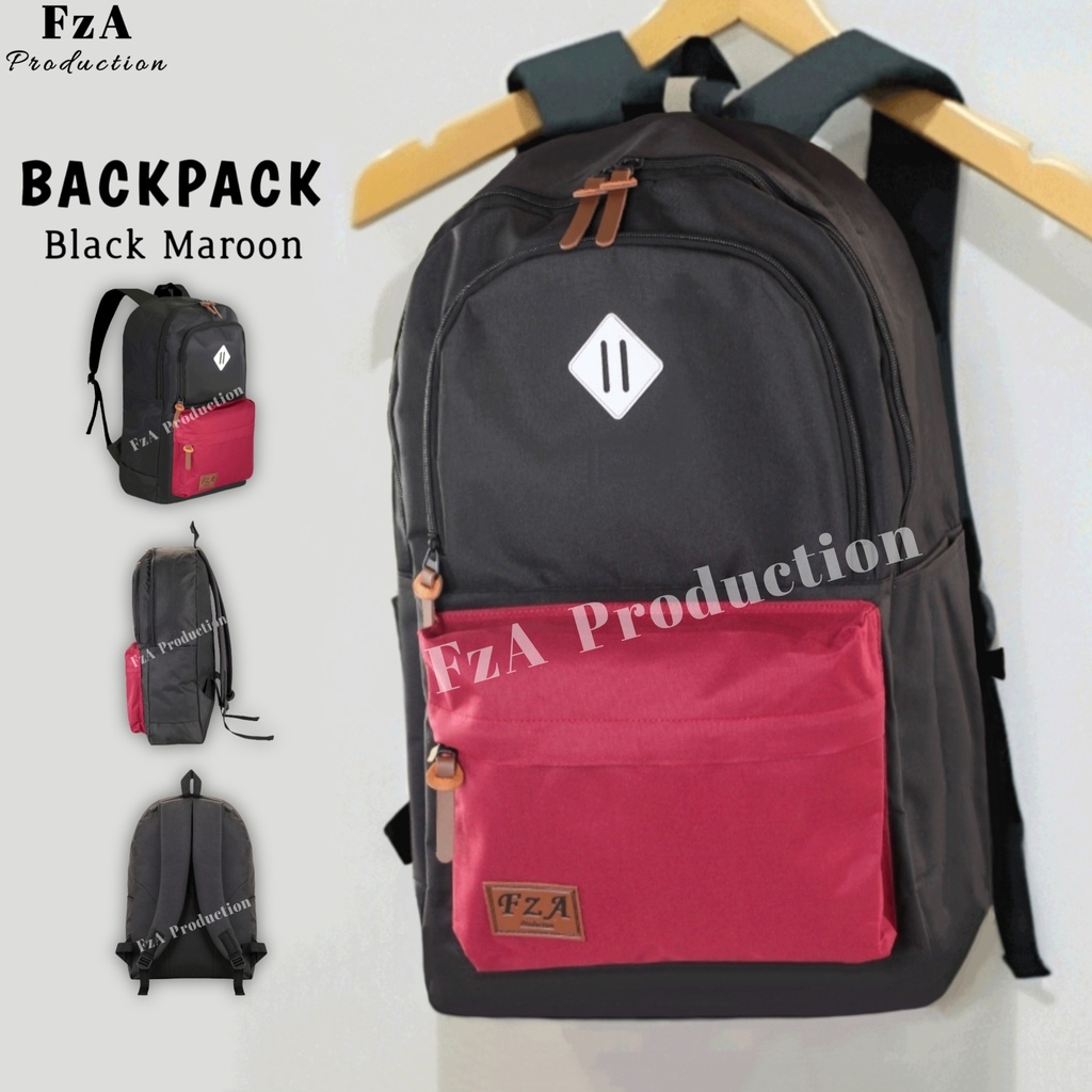 FzA Official - Big Promo..Tas Ransel Distro sekolah kuliah Kerja Tas Pria Wanita Bacpack Tas Ransel Laptop Original - Black Maron