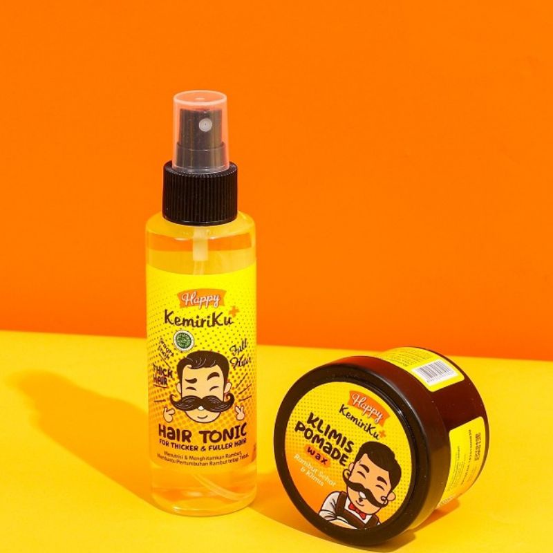 [ PAKET HEMAT ] Happy Pomade Klimis Wax Bassed &amp; Happy Hair Tonic