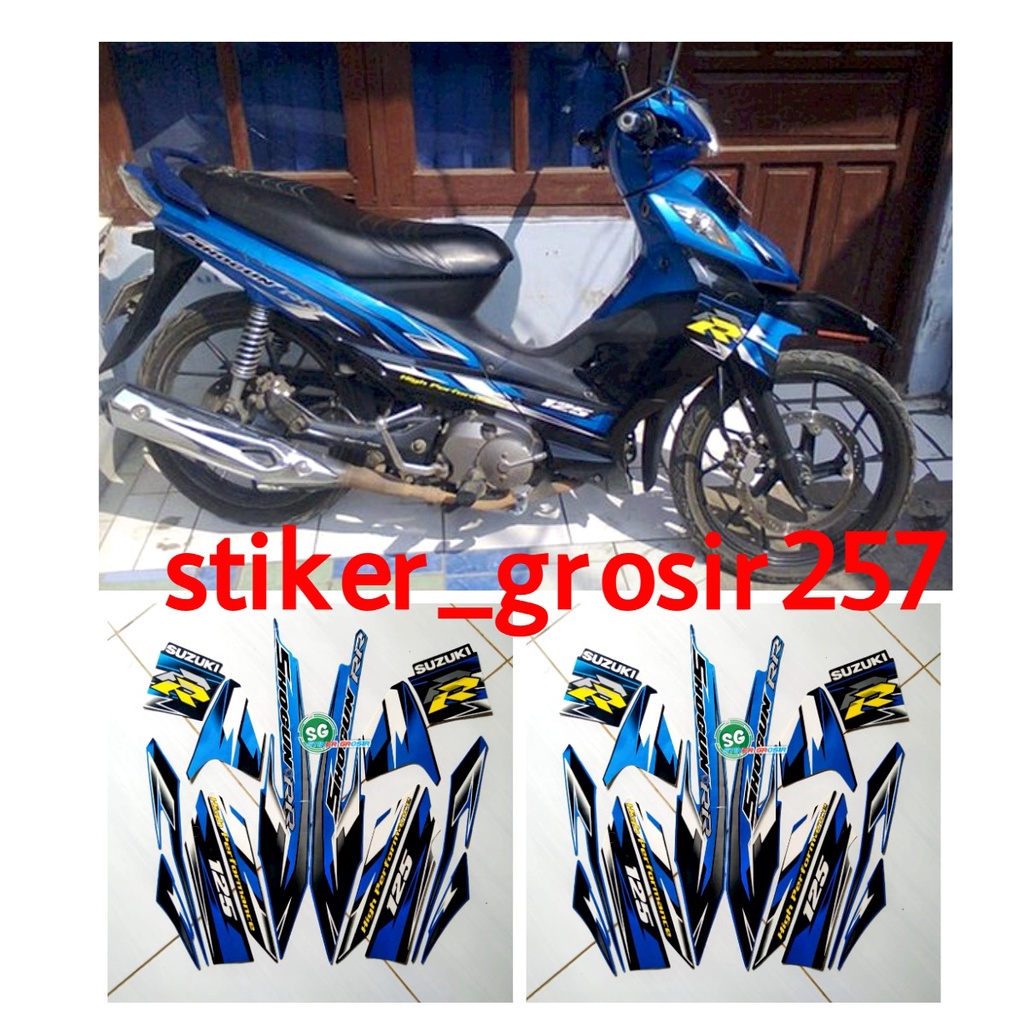 STIKER STRIPING LIS BODY SHOGUN RR 125 2007 2008 BIRU HITAM STANDAR