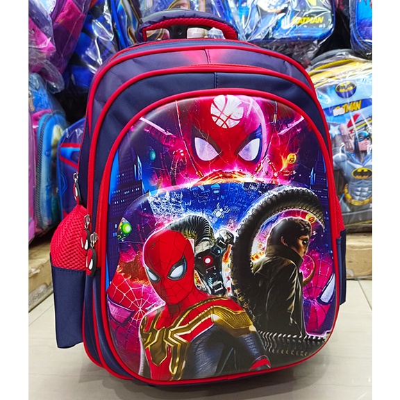 TROLLEY DORONG TAS ANAK SEKOLAH SD LAKI LAKI JAGOAN SUPER BINTANG GAMBAR DEPAN TIMBUL EMBOS 3RESLETING KANTUNG BESAR DAN LUAS IMPORT ( HPP HAPPY RUBY LAILA SD 16inch )