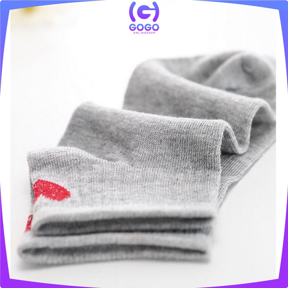 GOGO-P255 Kaos Kaki Motif Love Kaos kaki Pendek Ankle Fashion Korea Women Socks Ala Korea Semata Kaki Import