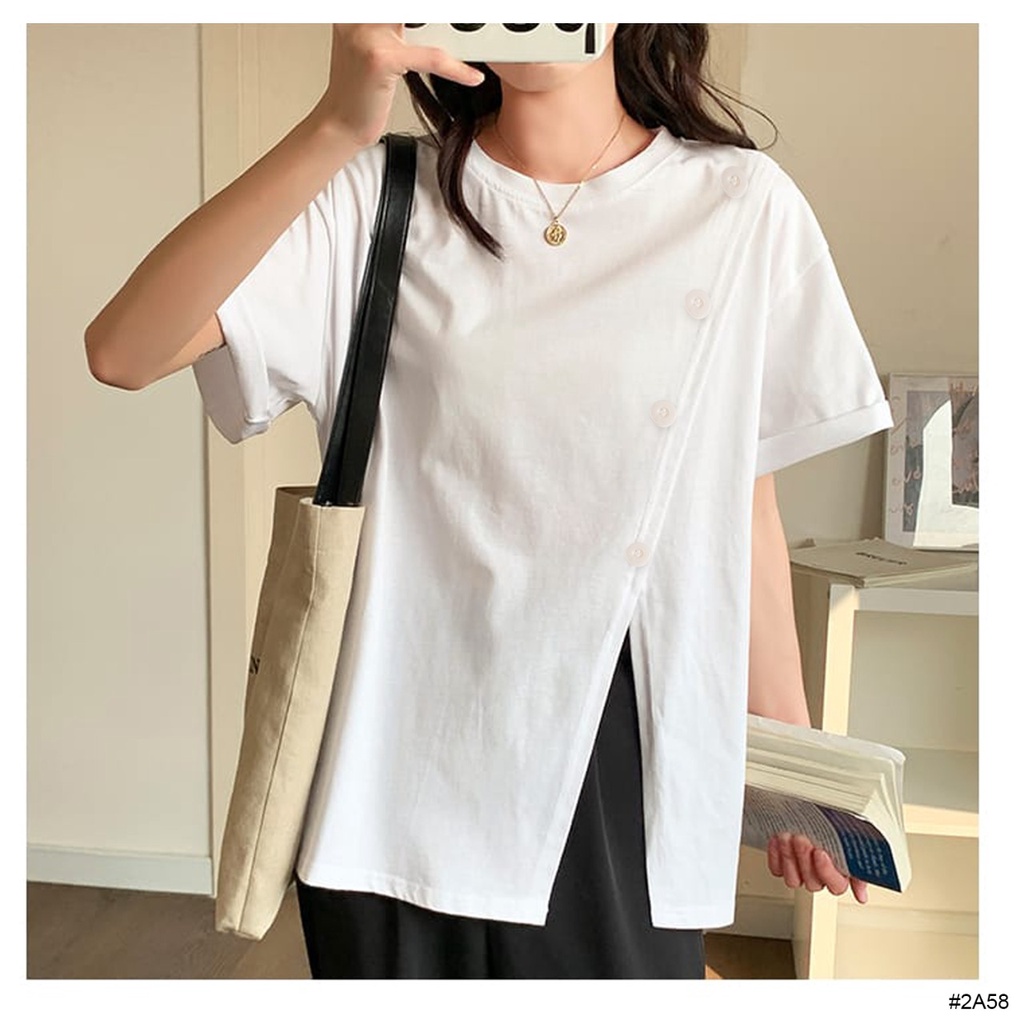 (COD) OH Fashion Kaos Sabita Korean T-shirt Kancing All Size #2A58
