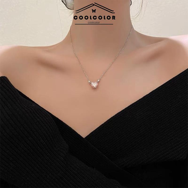 COD❤️kalung cinta mewah yang manis dan ringan  kalung liontin zirkon  desain niche wanita- cl