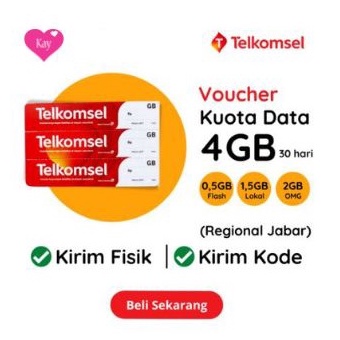 Voucher Kuota Internet TELKOMSEL 4GB Masa Aktif 30 Hari