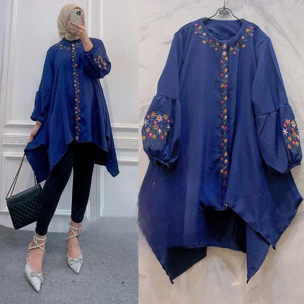 Baju Atasan Kondangan Waka Top Blouse Tunik Polos Kancing Jumbo Matt Shakila Polos Premium Fashion W