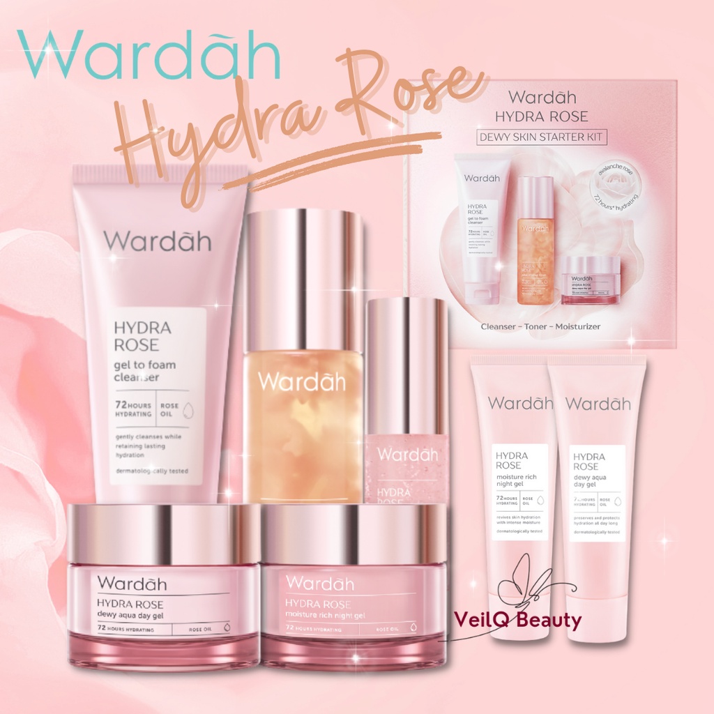 Wardah Hydra Rose Series | Cleanser | Toner | Serum | Day Cream | Night Cream | Starter Kit