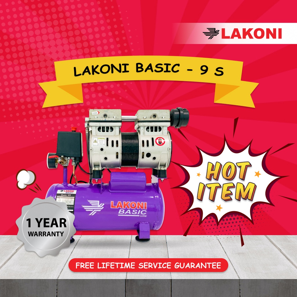 KOMPRESOR LAKONI BASIC 9S / KOMPRESOR SILENT OILESS LAKONI BASIC 9S 0.75HP