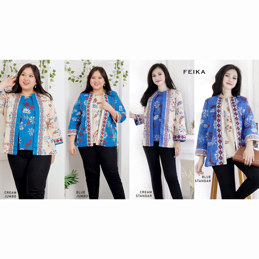 Evercloth Feika Atasan Batik Wanita Atasan Wanita Blouse Batik Wanita