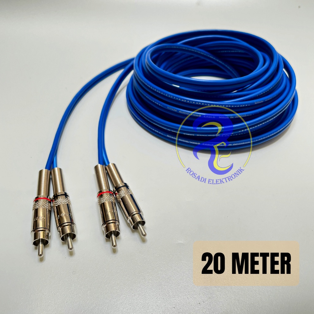 2 rca male to 2 rca male kabel audio cable mixer 20 meter
