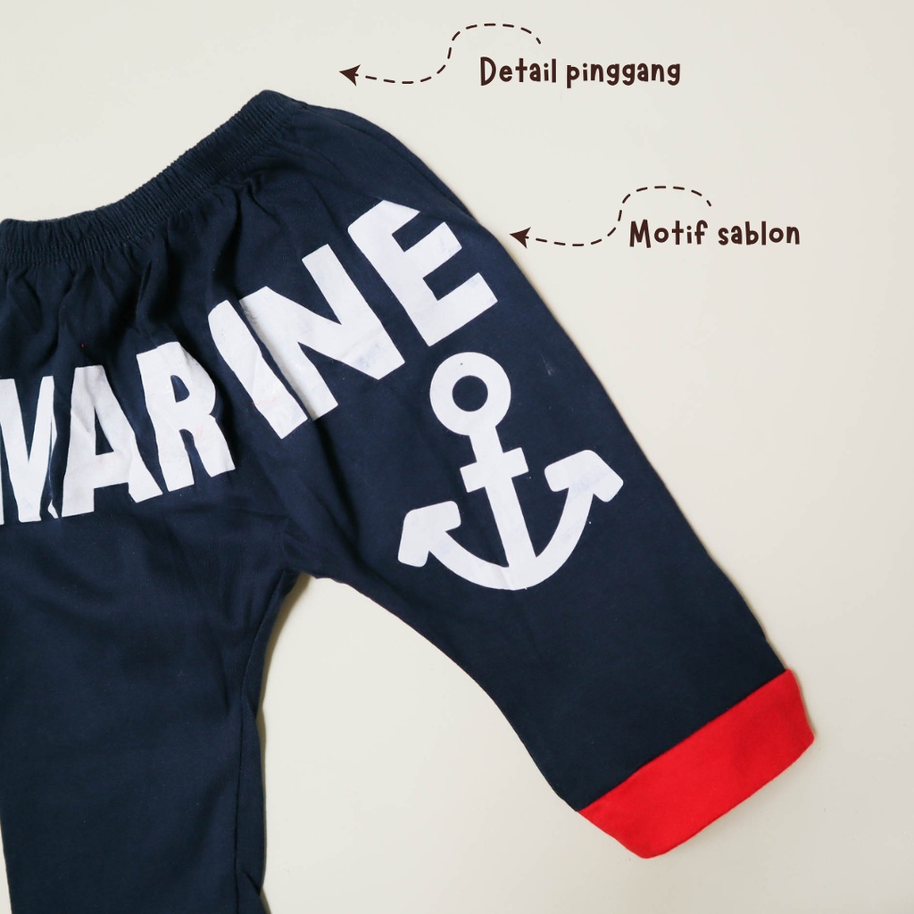 IMK Motif Marine Garis Terbaru / Setelan Baju Celana Anak Bayi Laki-laki Usia 6 bulan - 3 tahun