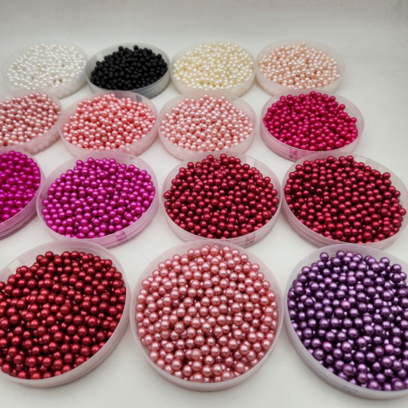 MUTIARA Tindik JEPANG mutiara tanpa lubang 4MM per PAK besar (200gr) sample no.1 dari 2 sample warna