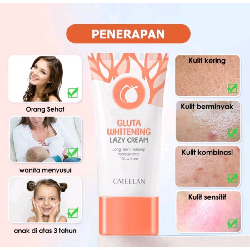 GMEELAN Day Cream Niacinamide 30g Gluta Whitening Lazy Cream Pelembab Wajah Pemutih