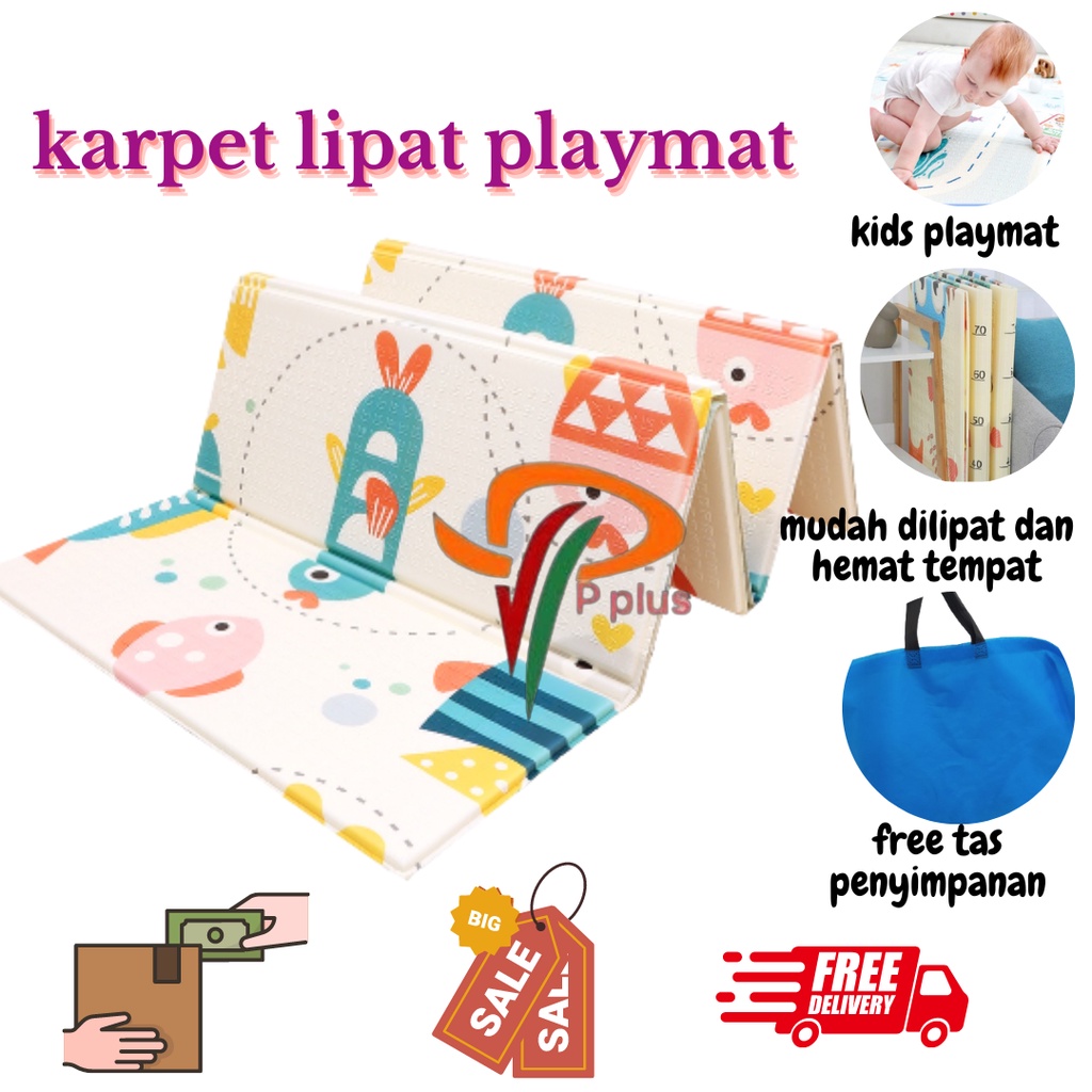 [ Pplus ] Karpet Lipat PlayMate Bayi Karpet Main Anak Matras Lipat Foam Kualitas 150 x 200cm &amp; 180 x 200cm Tikar Bayi TEBAL Murah / Playmat Bayi Karpet Anak Tebal