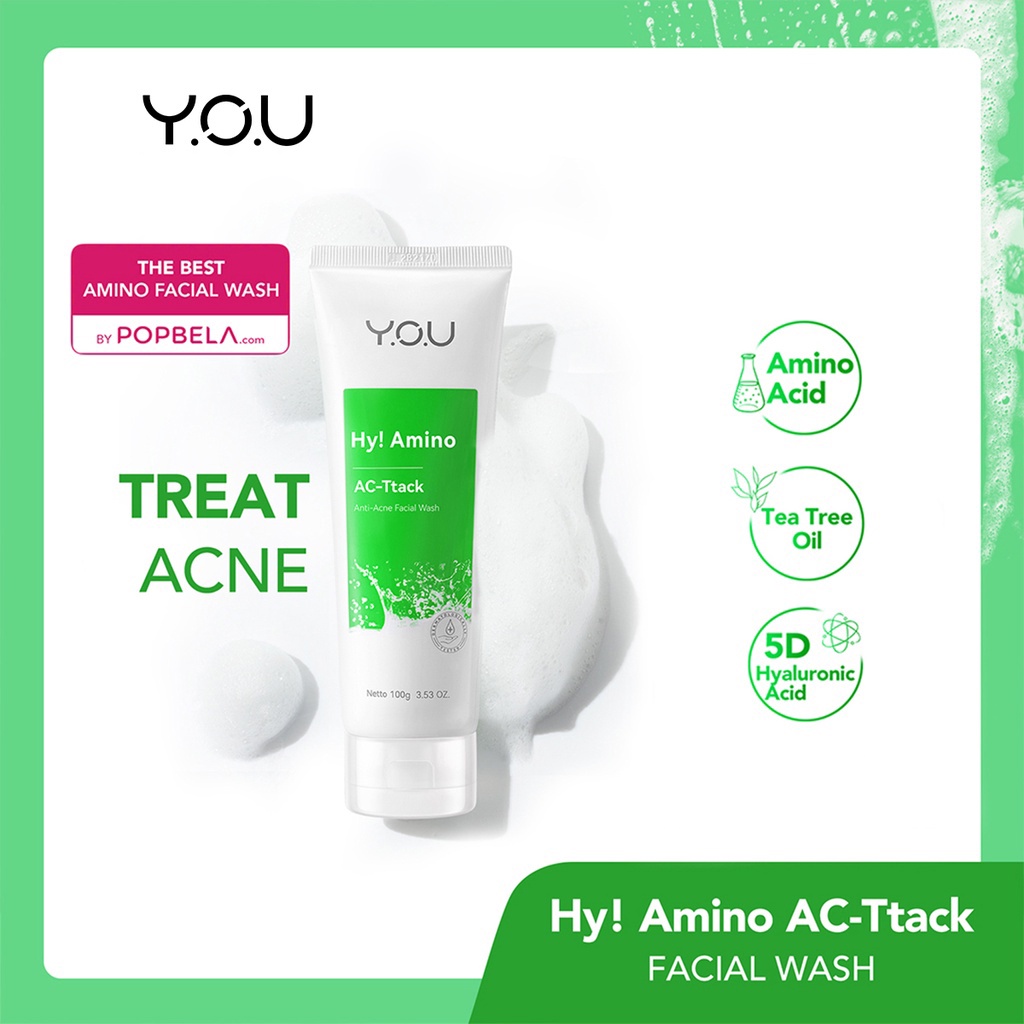 YOU Hy! Amino Anti Acne Facial Wash Sabun Cuci Muka Acnes Facial Wash Bekas Jerawat