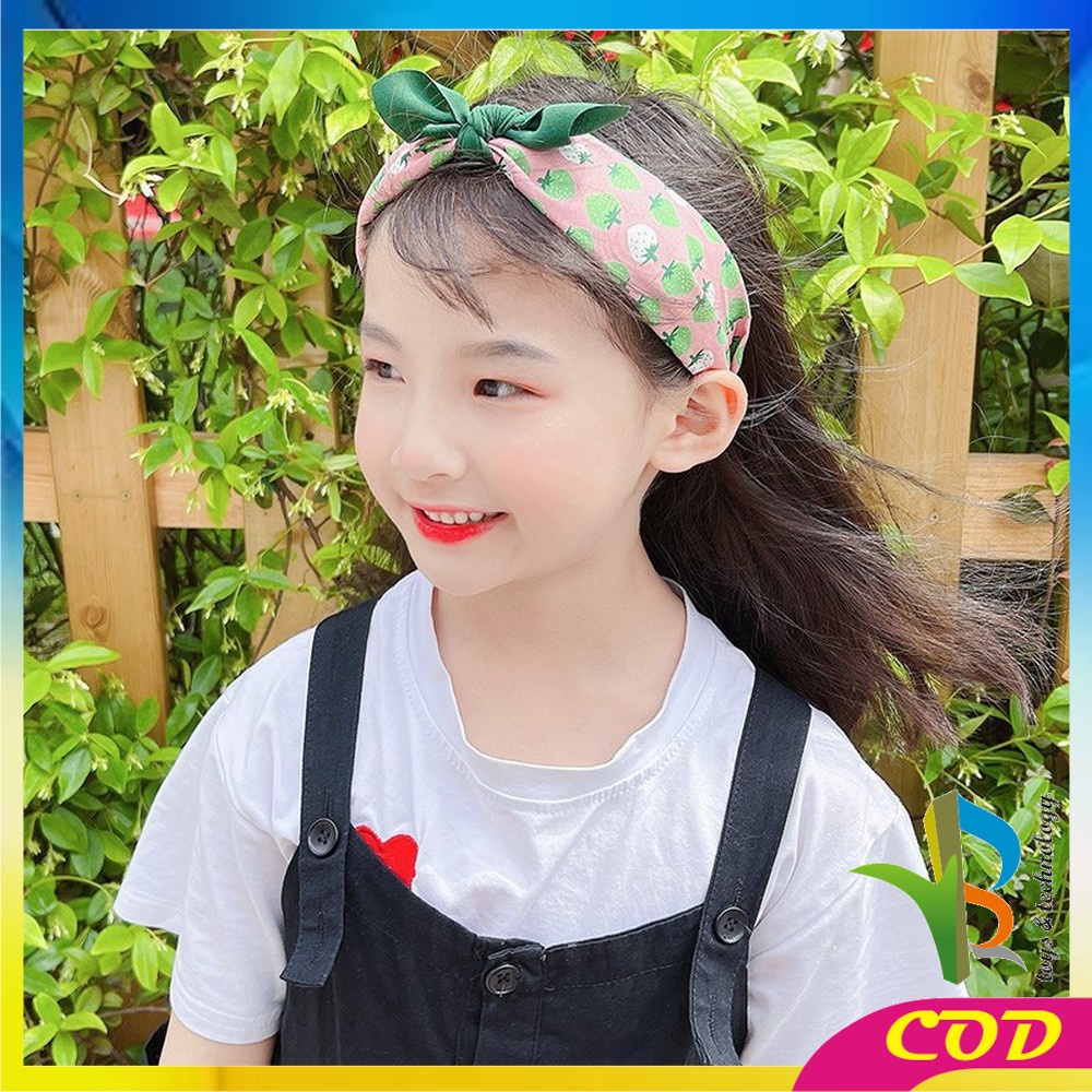 RB-C741 Bando Anak Bandana Kain Motif Pita Kupu Model Simpul Headband Aksesoris Rambut Wanita Ala Korean Style Import