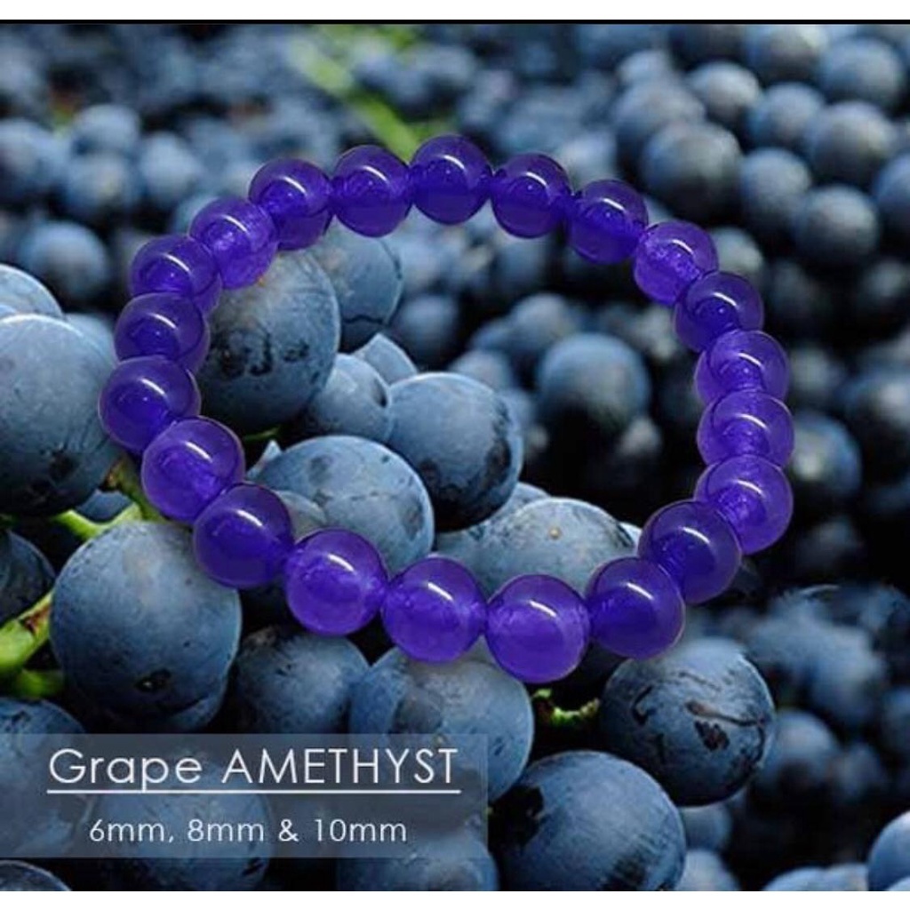 Gelang Batu Giok Grape AMETHYST Gelang Pria Wanita Terlaris  Original Natural Etnik Unik untuk Pria Wanita