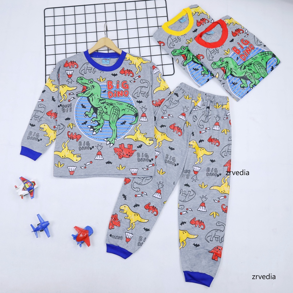 Setelan Marvell uk 3-8 Tahun / Set Anak Laki Celana Lengan Panjang Baju Tidur Cowok Kaos Karakter