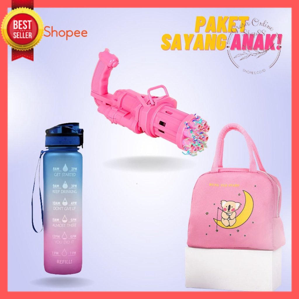 GOS - PAKET &quot;SAYANG ANAK&quot; TAS BEKAL + BOTOL 1 LITER + MAINAN BUBBLE