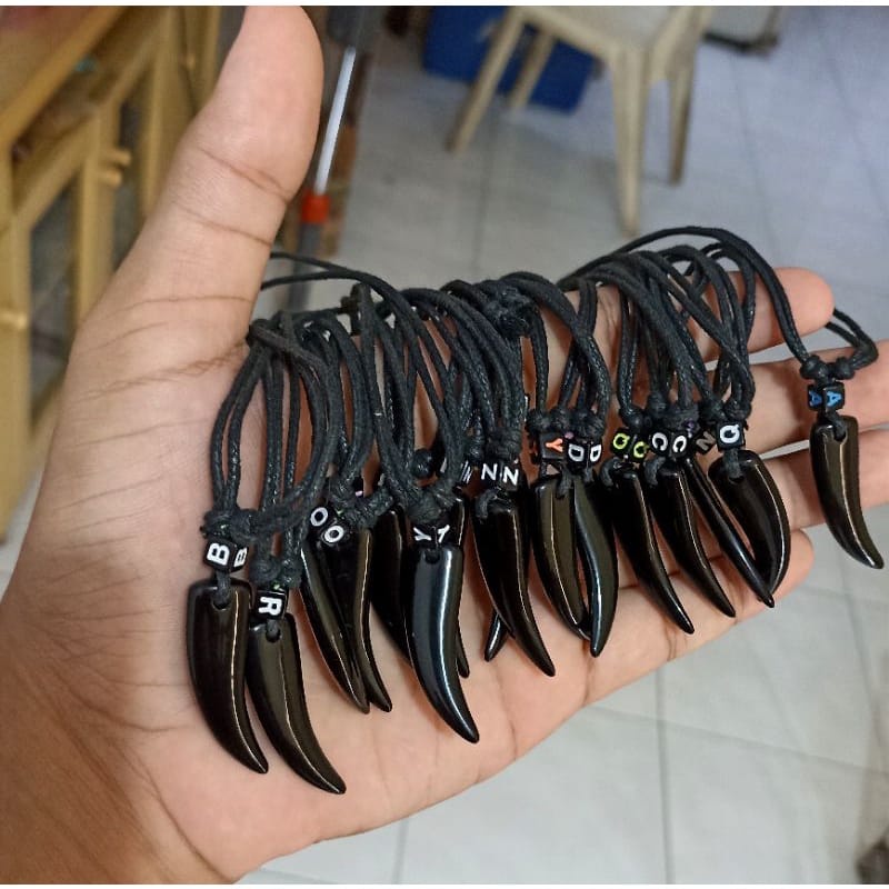 TERMURAH kalung gigi taring putih coklat pria wanita korea punk keren murah BISA COD